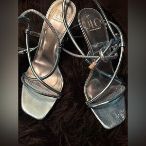 Jennifer Lopez Metallic Blue Strappy Heels
